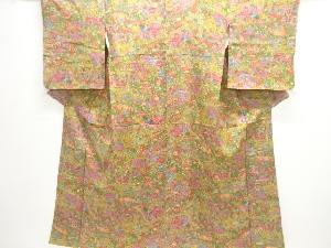 大正ロマン　紋錦紗檜扇に鼓・花模様織り出し着物